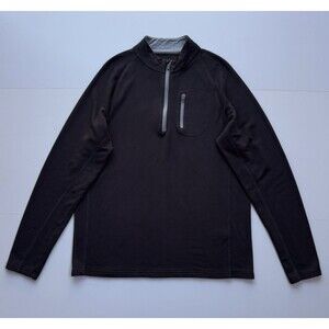 Free Fly 1/4 Zip Pullover Men Medium Fleece Lined Black Performance Bamboo Soft